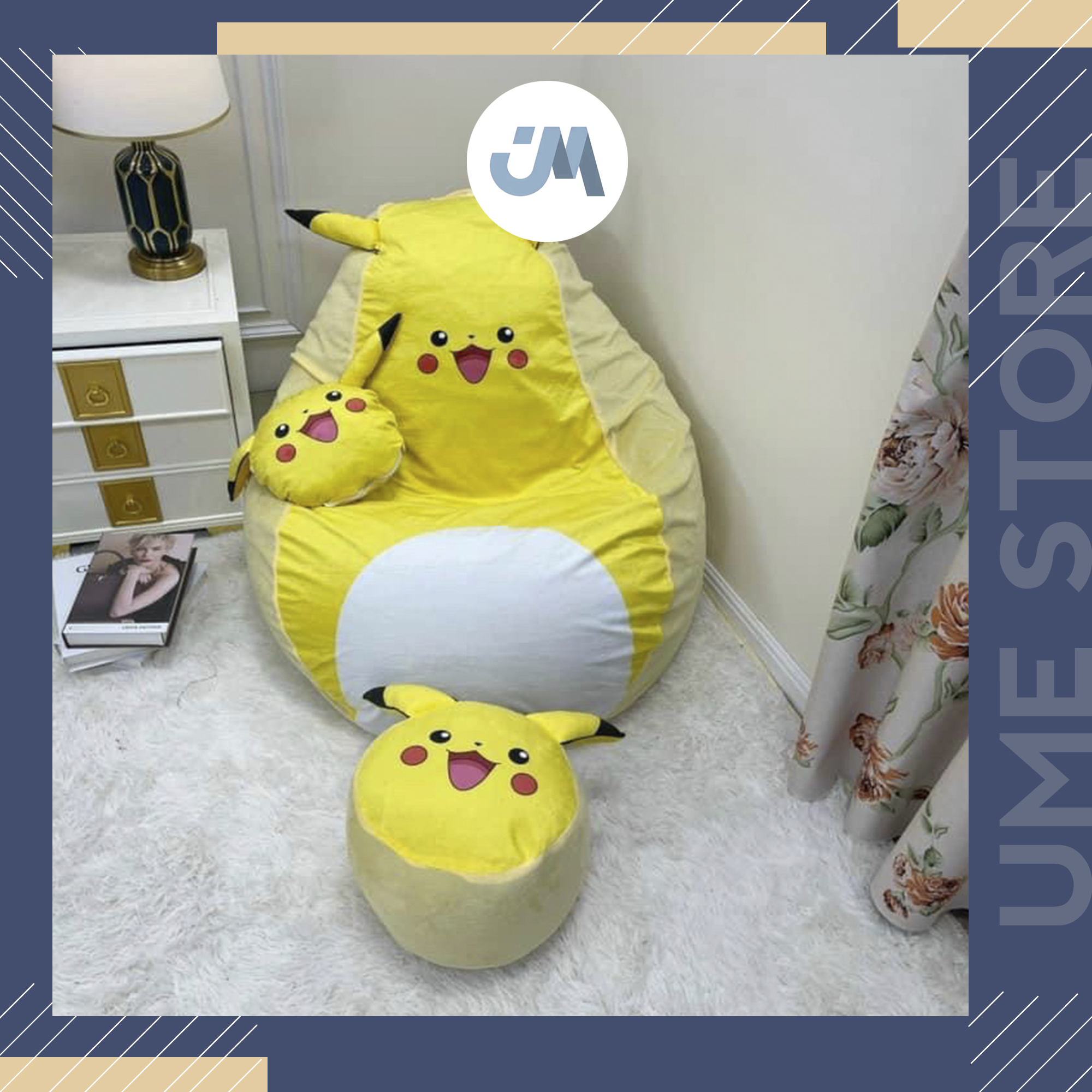 Pokemon, Pikachu Oversized Bean Chair, 3 ft, Black and Yellow - Walmart.com