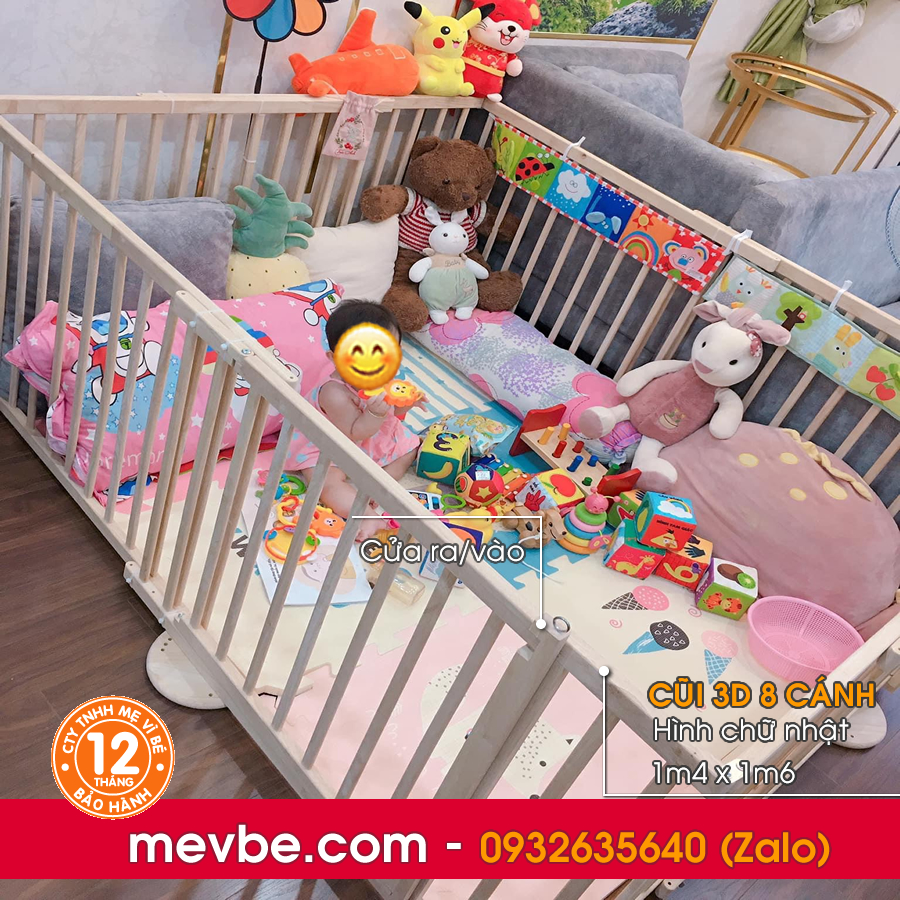 Cũi quây 3d 8 cánh xuất khẩu - Mẹ Vì Bé