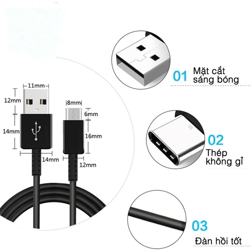 Cáp sạc type C hỗ trợ sạc nhanh Quick charger