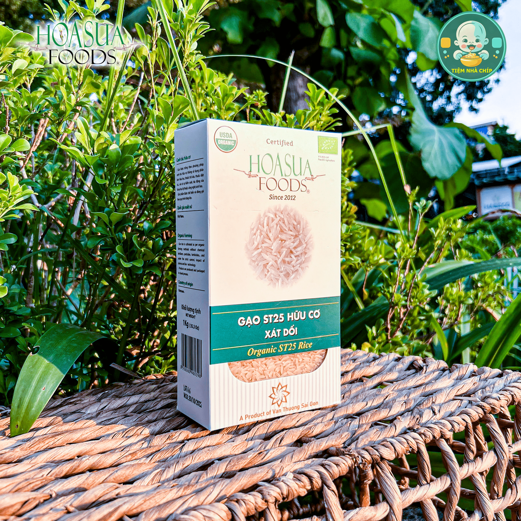 Gạo hữu cơ ST25 xát dối Hoa Sữa 1kg