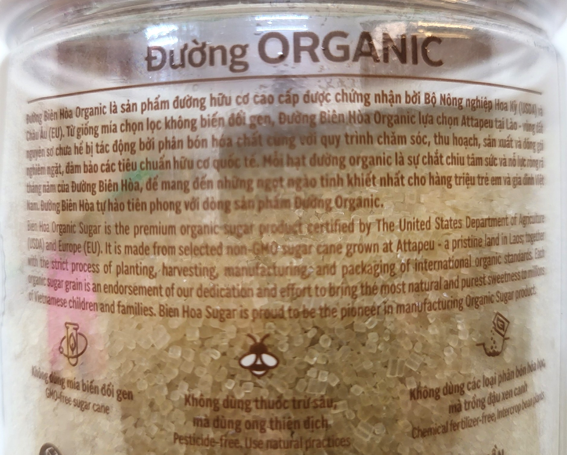 [Hộp 800g] [Organic] ĐƯỜNG MÍA HỮU CƠ [Laos] BIÊN HÒA Cane Sugar (halal)