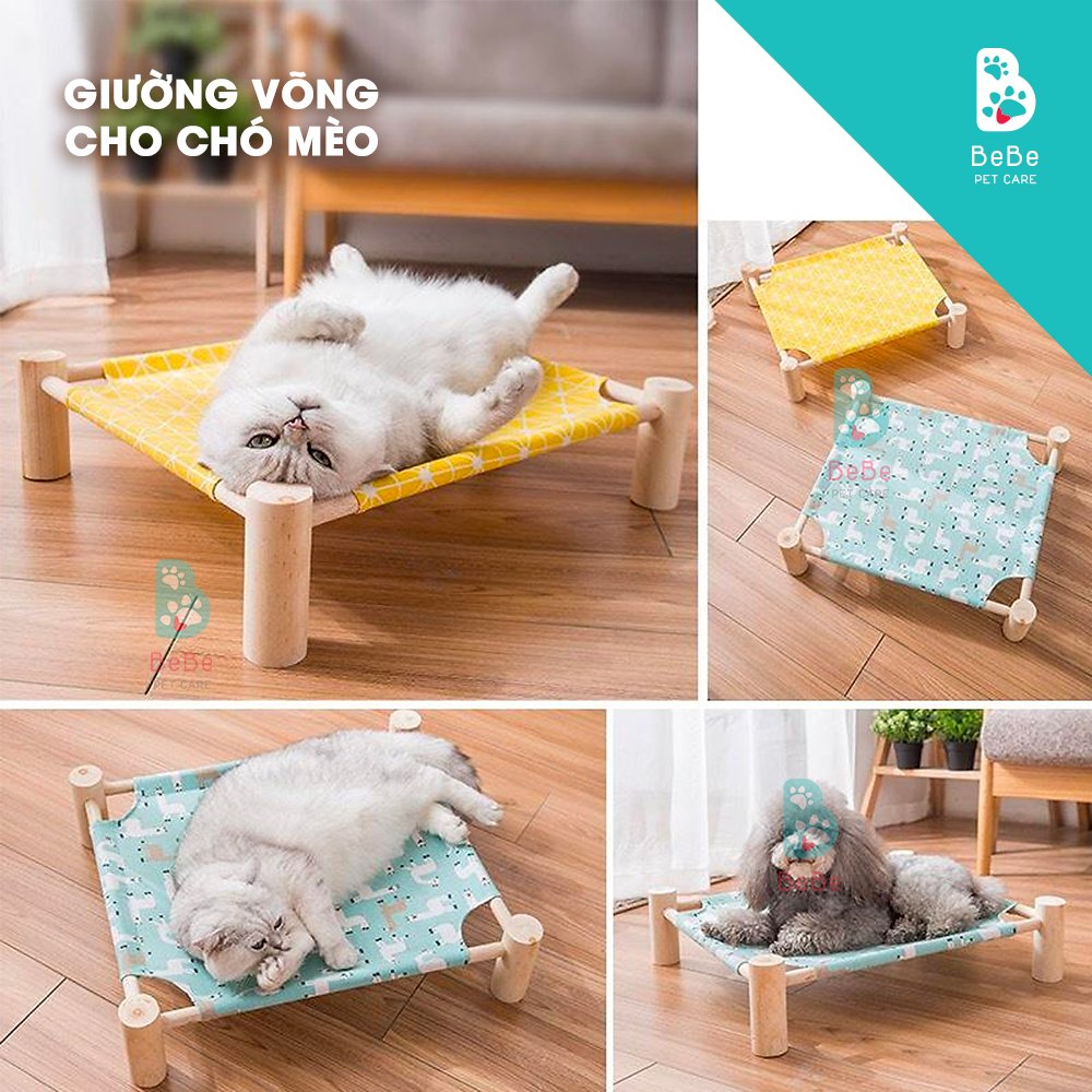 Giường Võng Chân Gỗ Độc Đáo Cho Thú Cưng