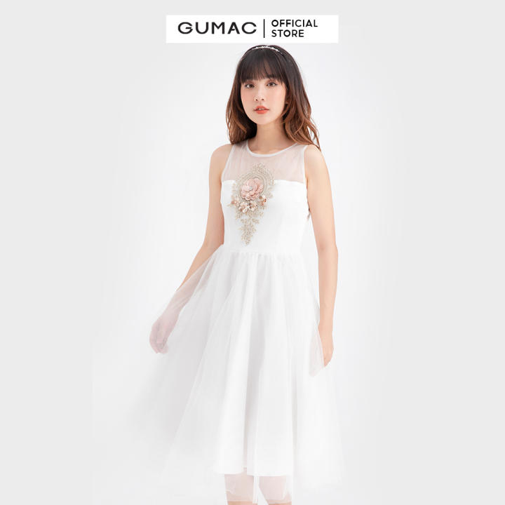 Đầm nữ lưới xòe sát nách GUMAC DB644 – Gumac >>> top1shop >>> lazada.vn