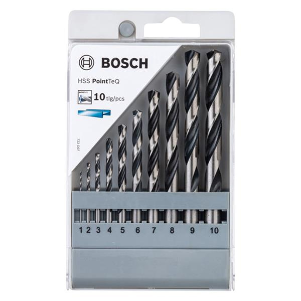 Bộ 10 mũi khoan sắt Bosch HSS PointTeQ 2608577348