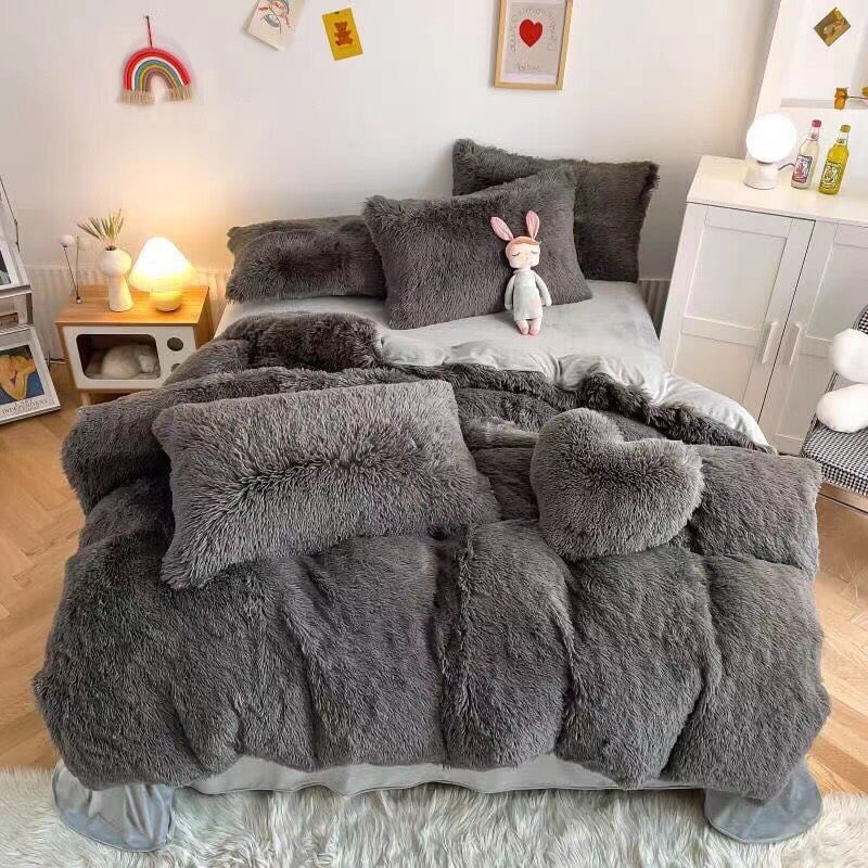 bộ chăn ga gối 5 món nỉ lông tim💗💗💗