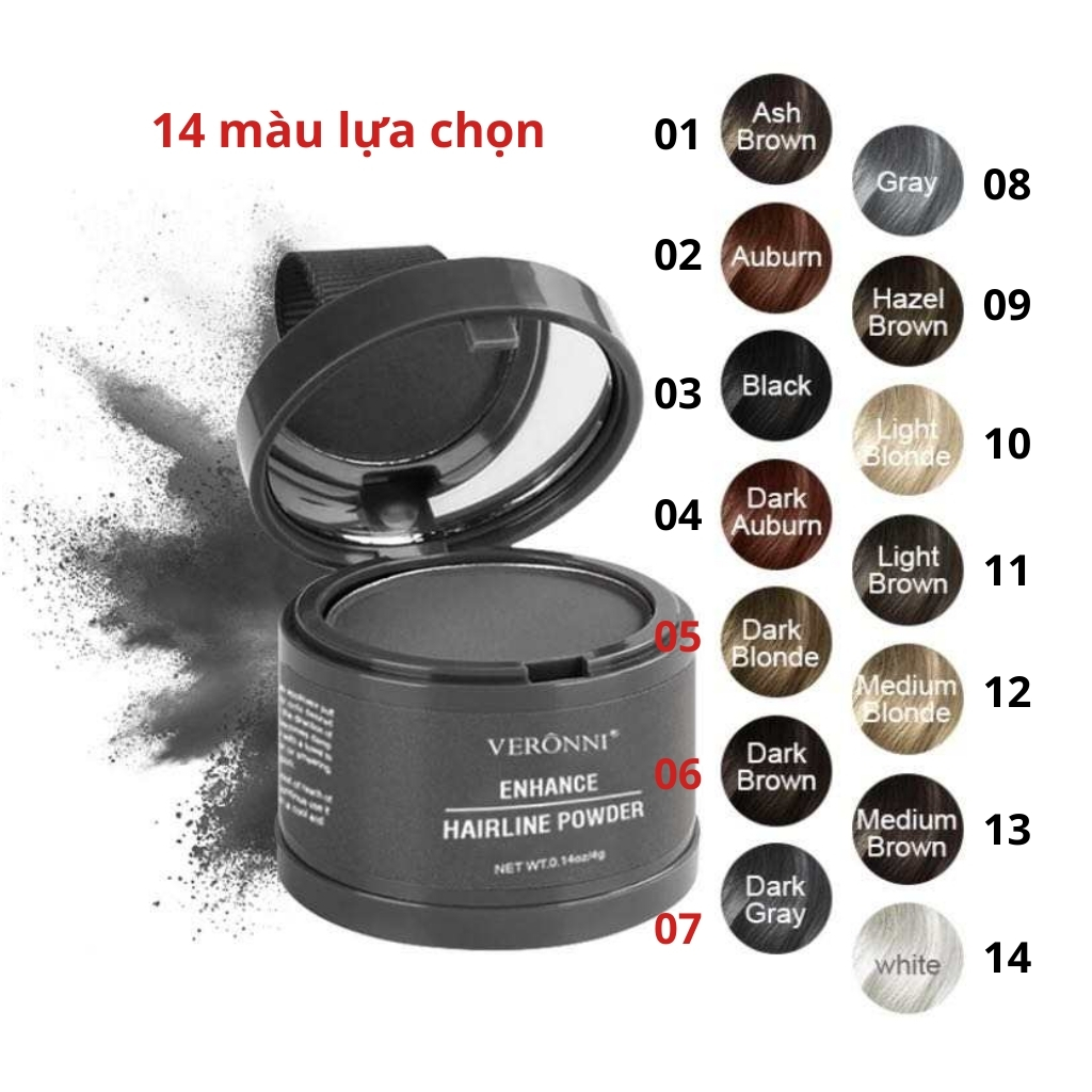 Phấn phủ tóc, chấm hói và che khuyết điểm tóc Veroni, phấn phủ hói, che hói và tóc bạc