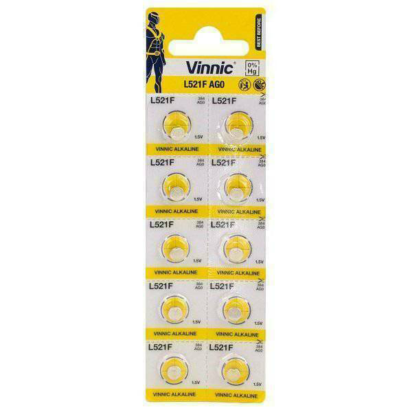 Vĩ Pin Đồng Hồ Vinnic L521F 521 AG0 Vỉ 10 viên