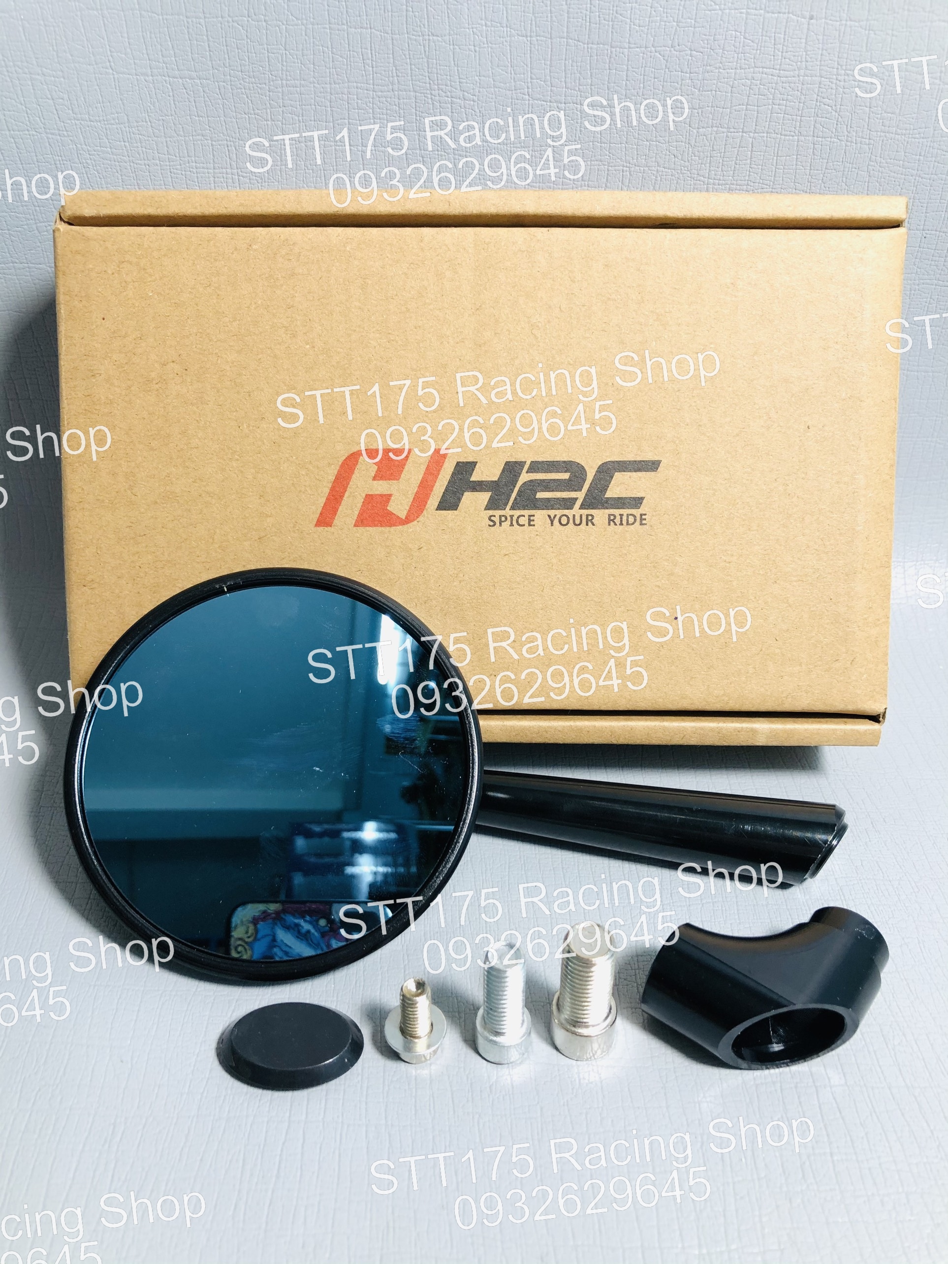 Kính Chiếu Hậu Tròn H2C Chân 744 ( MÀU ĐEN )