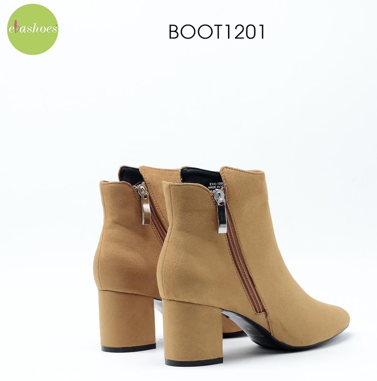 Bốt Cao Gót Đế Vuông Phối Khóa Da Lộn 5cm Evashoes – Boot1201