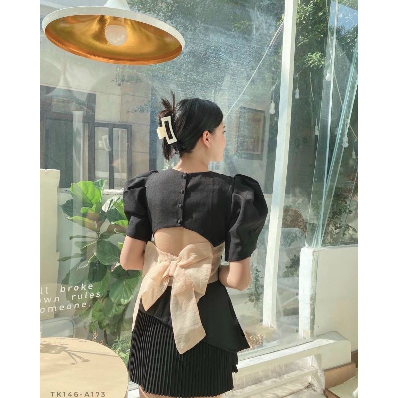 Đầm Xoè cổ V Nơ Lưới - ST8297