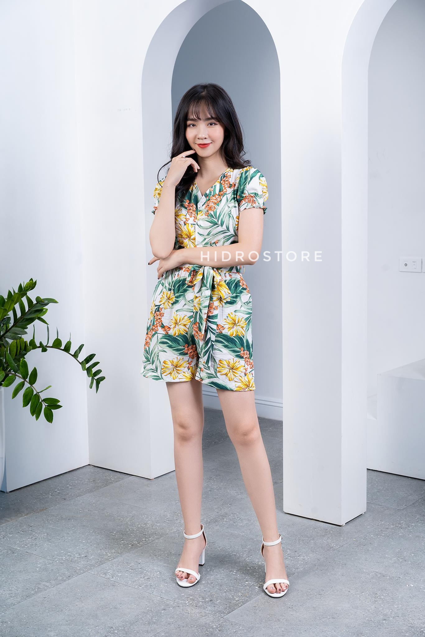 Jumpsuit đũi họa tiết hoa lá chất đẹp