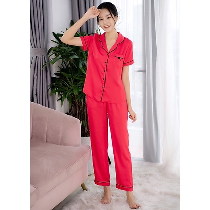 Bộ đồ ngủ nữ pyjama lụa gấm cao cấp bộ dài tay