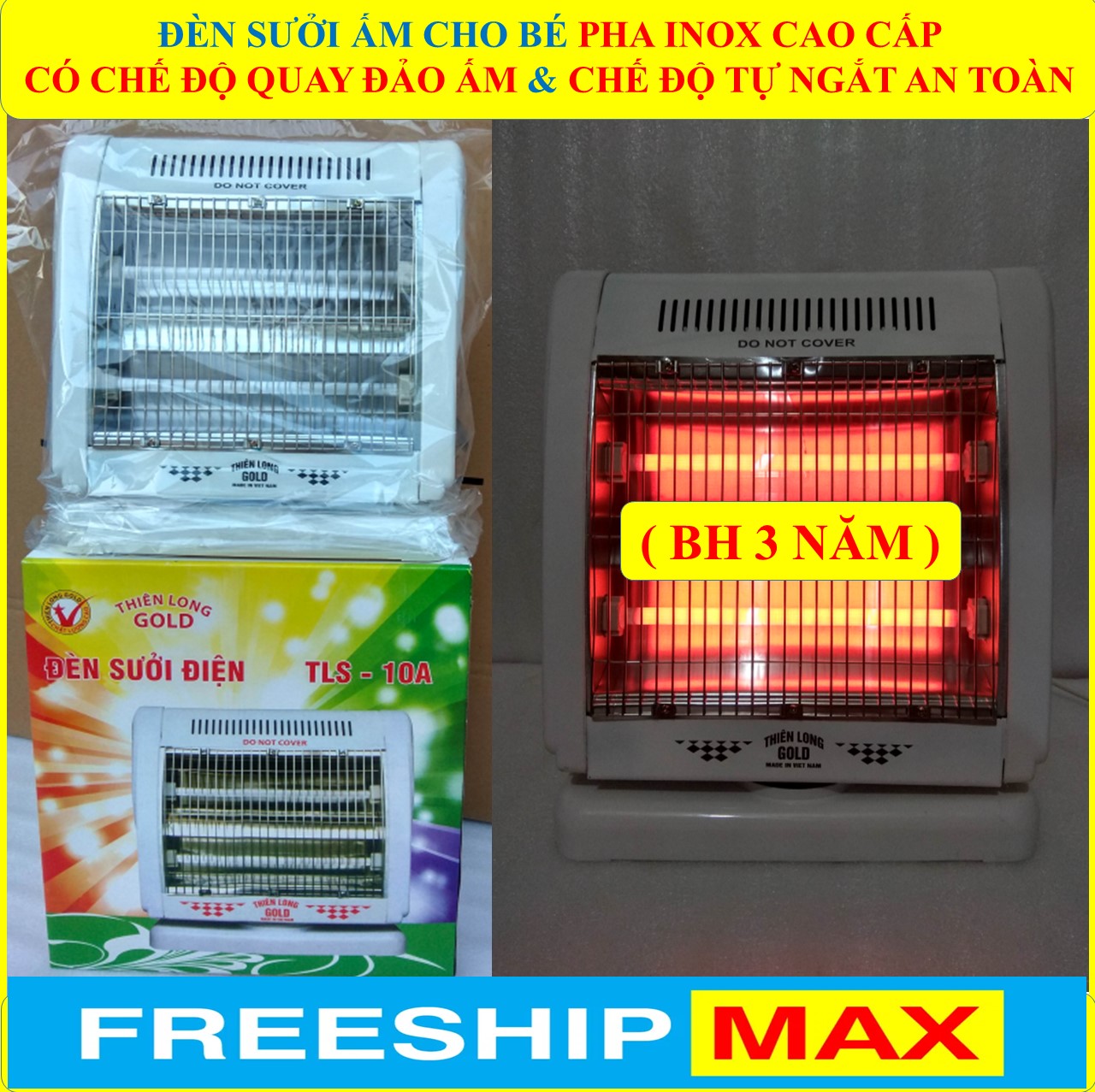 Đèn sưởi ấm cho bé, Đèn sưởi điện hồng ngoại, Đèn sưởi 2 bóng, Đèn sưởi phòng ngủ (BH 3 NĂM) chống chói mắt sáng êm dịu phát nhiệt mạnh + Có chế độ quay đảo ấm + Tự động ngắt khi nghiêng đổ (bộ 1 sản phẩm)