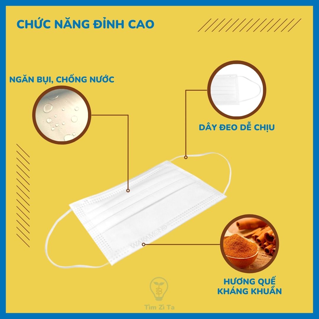 [HCM]Khẩu trang Wakamono diệt Corona 99% (4 lớp  hộp 10 cái)