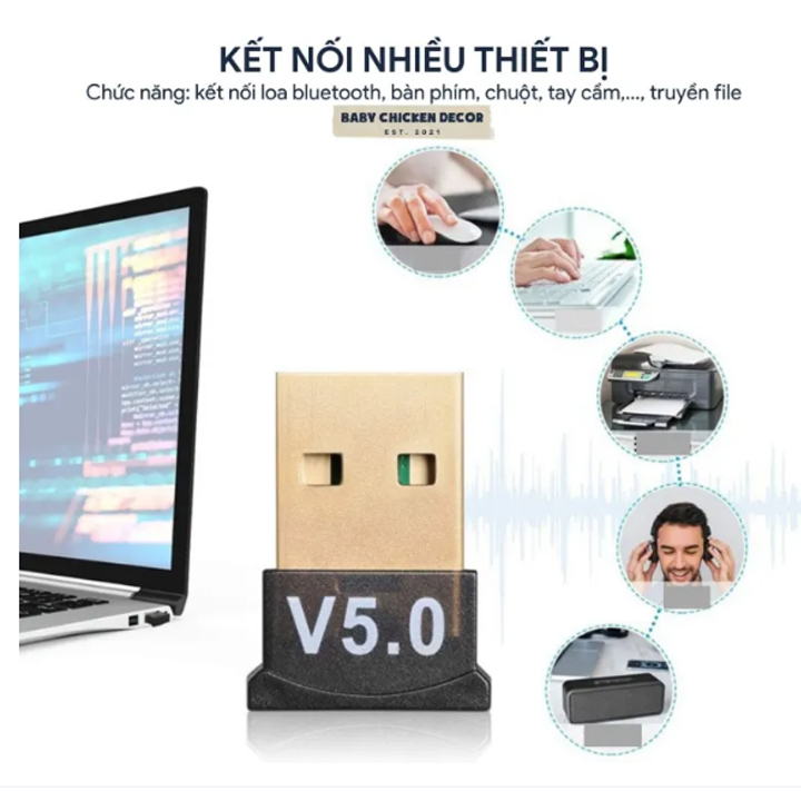 USB Bluetooth 6.0 UGREEN \ 5.4 5.3 5.1 5.0 Dongle Adapter Essager Cho Máy Tính Laptop Windows 11/10/8.1 TP-Link Orico