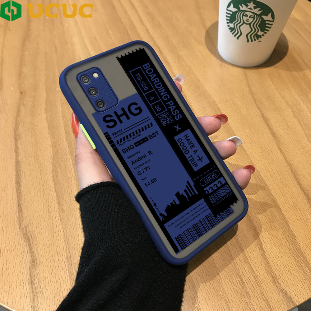 UCUC Casing Case For Samsung Galaxy A03S Case For Boys samsunga03s Air Ticket City Scenery Frosted Transparent Full Cover Camera Protect Case