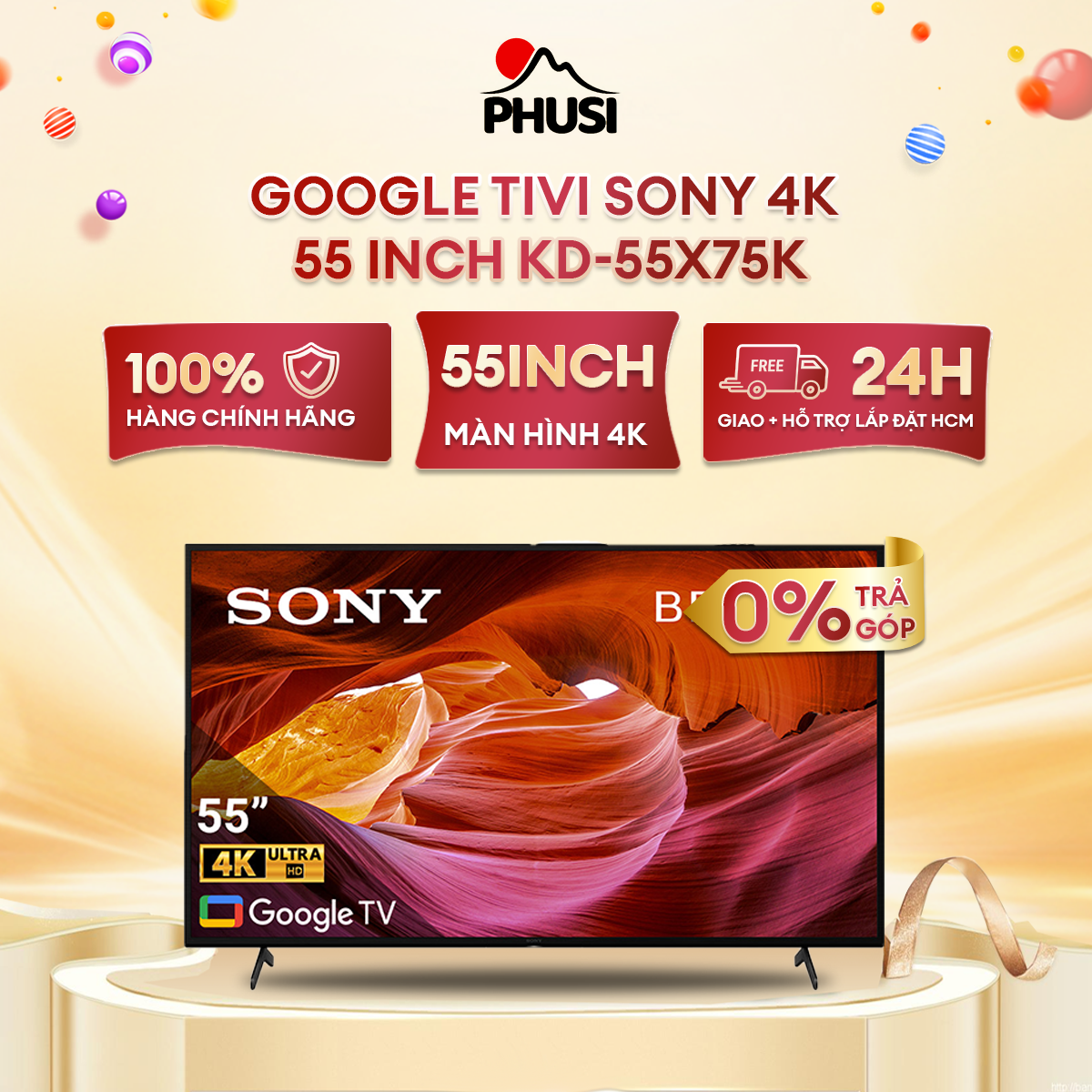 Google Tivi Sony 4K 55 inch KD-55X75K Mới 2022 Hệ điều hành Google TV, Remote thông minh, Điều khiển tivi bằng điện thoại Ứng dụng Android TV - giao hàng miễn phí HCM - [HÀNG CHÍNH HÃNG]