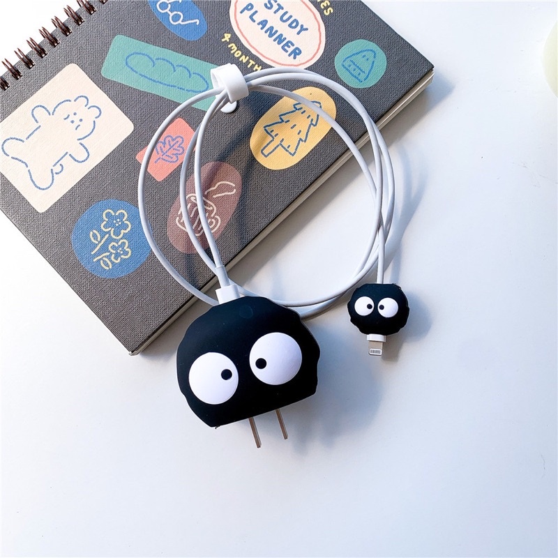 Combo ốp trang trí bảo vệ dây và củ sạc iPhone 11/12 18W 20W Kaws - Totoro - Vô Diện - Khủng Long và hoạt hình khác