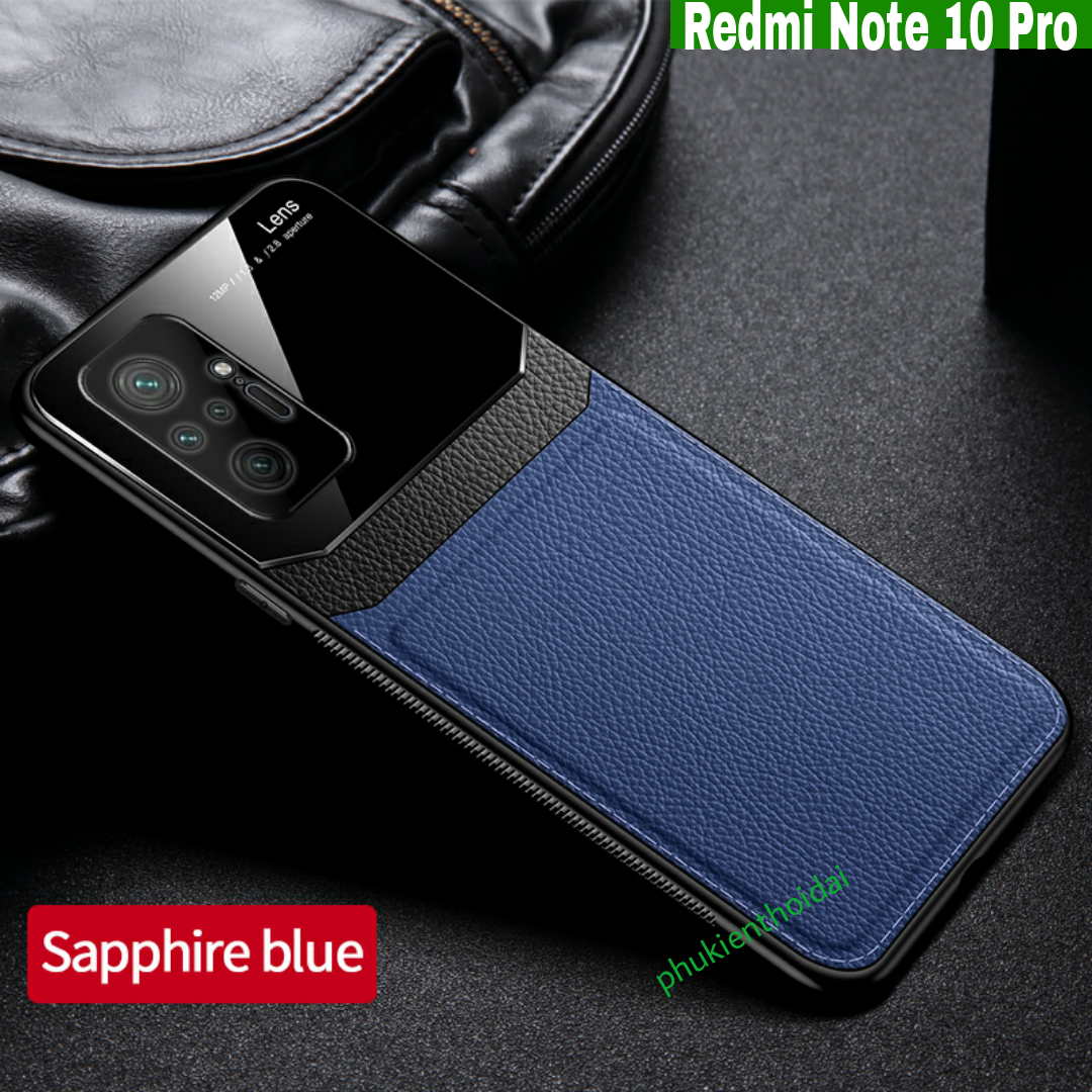 Ốp lưng Xiaomi Redmi Note 10 Pro chống sốc vân da kính cao cấp