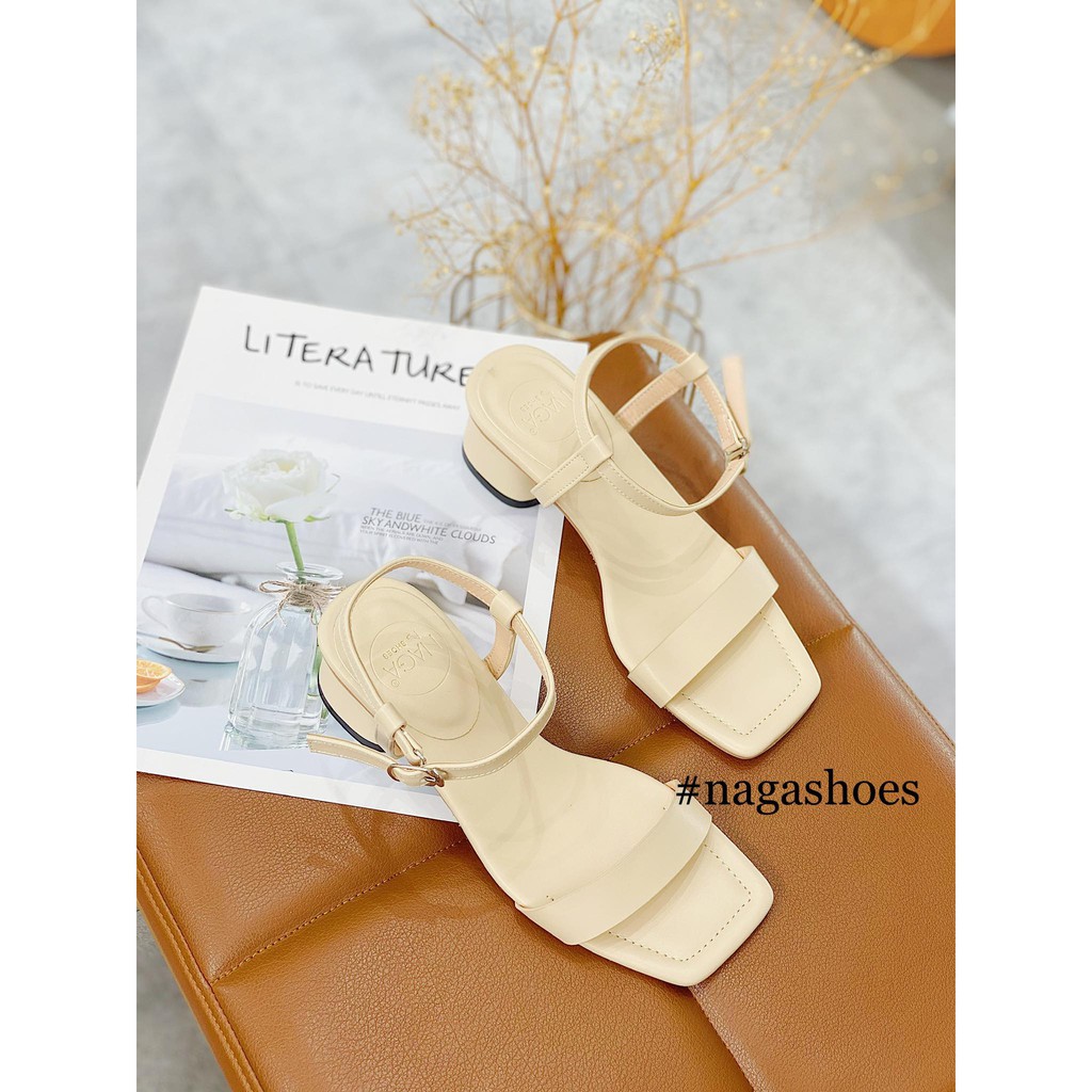 Voucher 100k] cao gót nagashoes nac173 quai ngang 4p