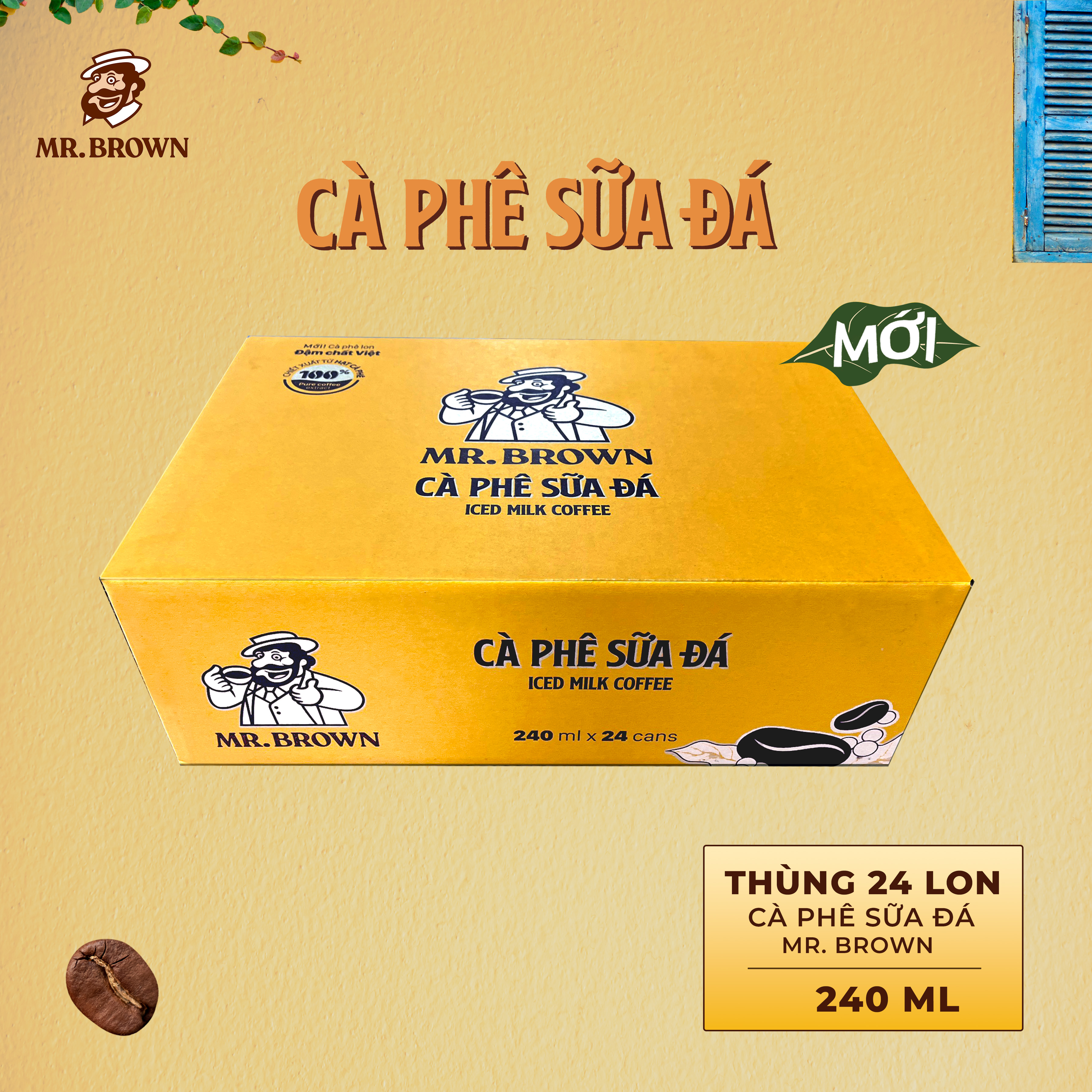 Thùng 24 lon cà phê sữa đá Mr.Brown (240ml)