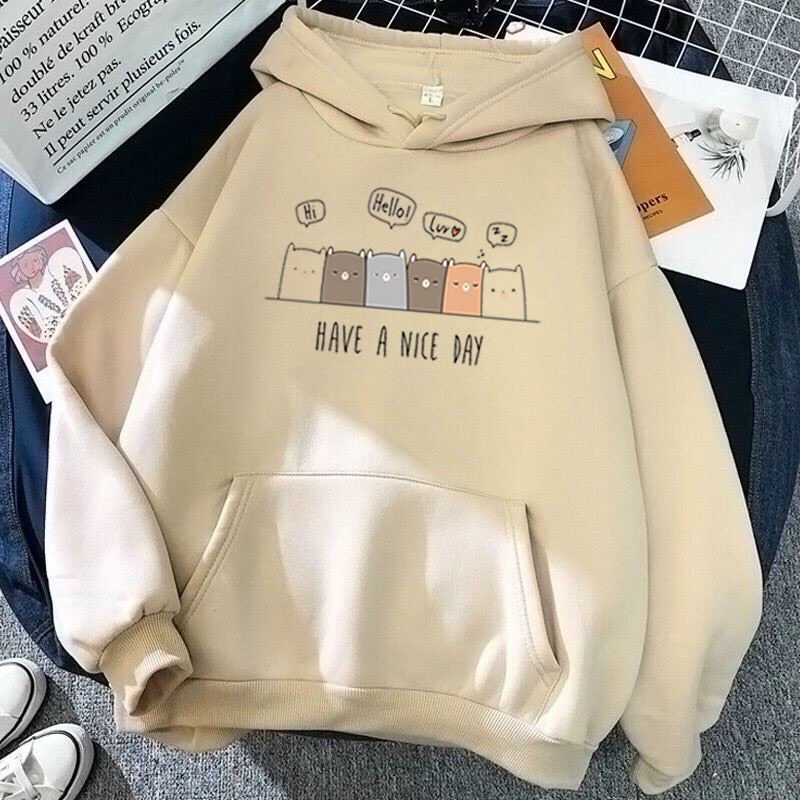 Áo Hoodie Nam Nữ Forn Rộng Unisex Hoạt Hình Heo HAVE A NICE DAY - Chất Nỉ Mềm Mại , Áo Khoác Nỉ Chui Đầu Style Ulzzang Hàn Quốc HOT TREND TTSLB0514