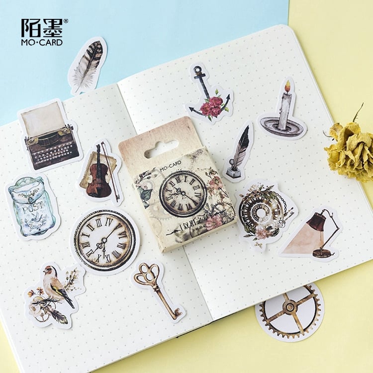 HỘP 45 STICKER ĐỒNG HỒ THỜI GIAN VINTAGE