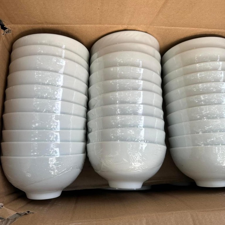 Set 10 Chén Bát Ăn Cơm Sứ Trắng Trơn Hàng Dày