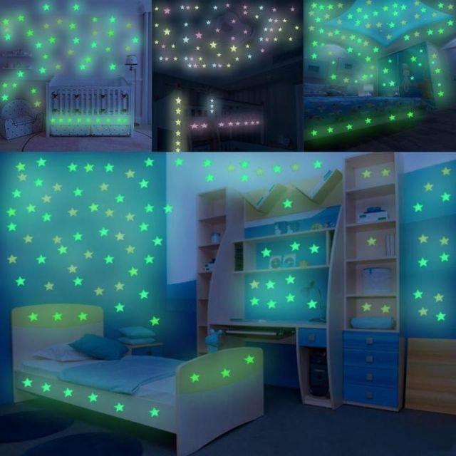 Bộ 100 Ngôi Sao Dạ Quang Phát Sáng Trang Trí Phòng Ngủ
