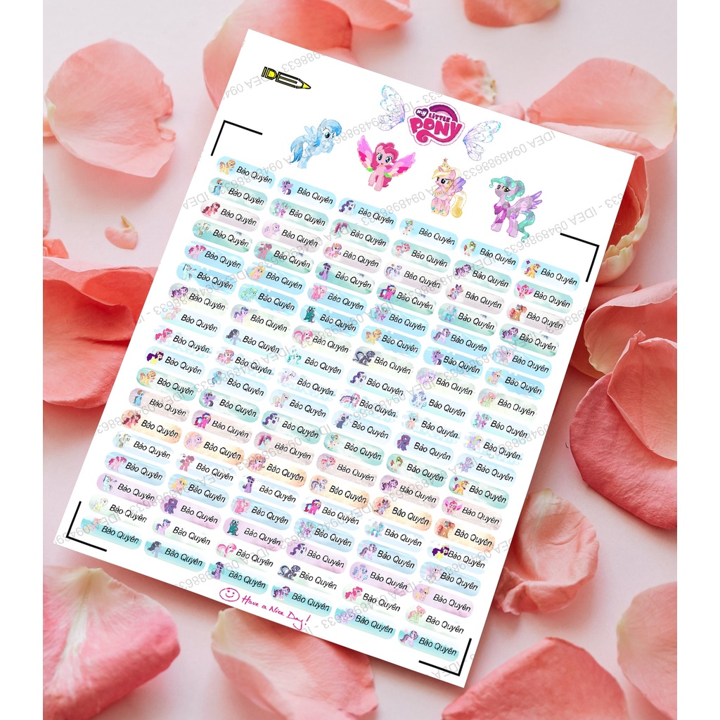 108 STICKER - PVC CHỐNG NƯỚC DÁN ĐỒ DÙNG HỌC TẬP (IN THEO YÊU CẦU)