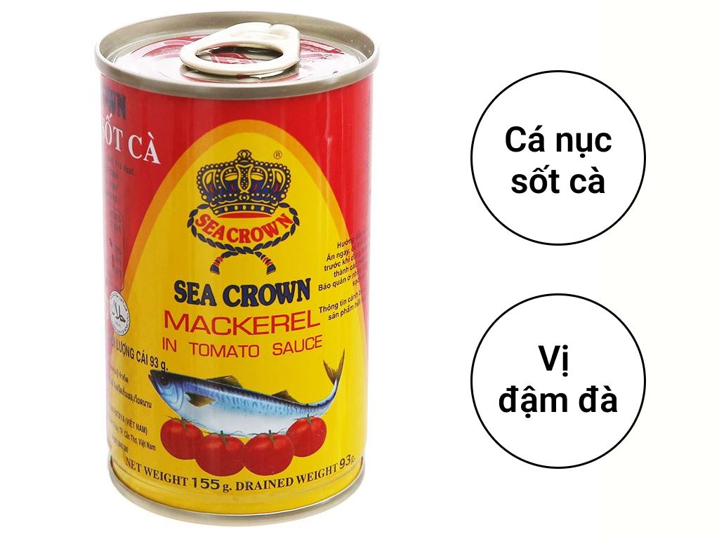 Cá nục sốt cà 3 Cô Gái/Sea Crown nắp bật lon thiếc (155g)