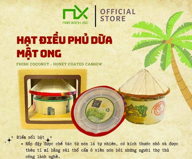 Hạt Điều Nam Xanh Phủ Dừa Mật Ong 130G (170G)
