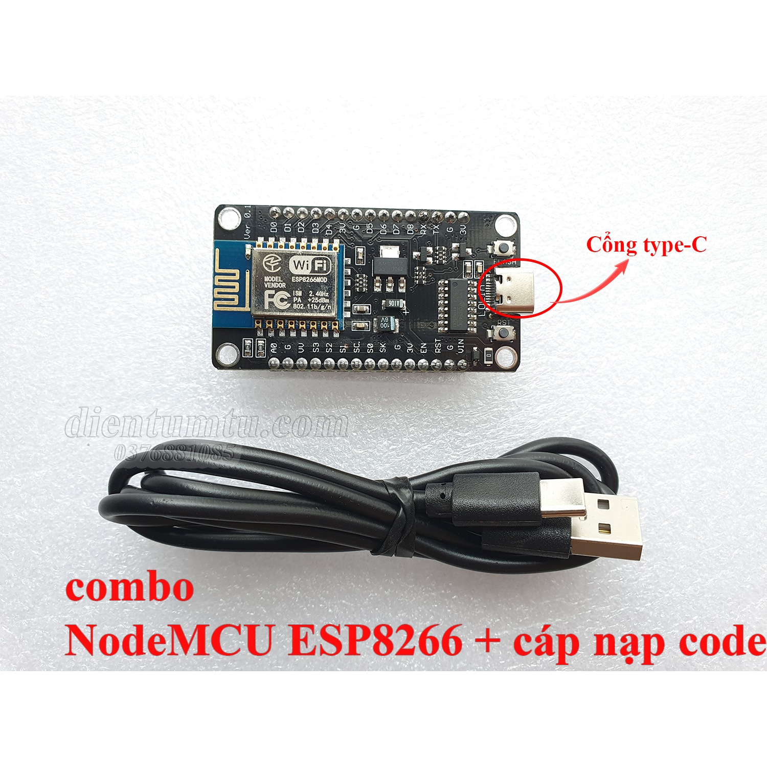 NodeMCU V3 CH340 - Kit Thu Phát WiFi ESP8266 - Cổng Type-C