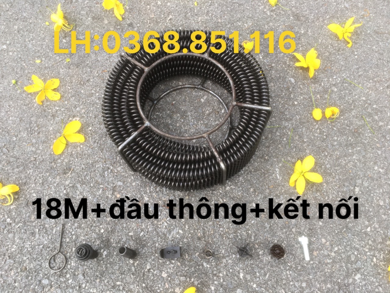 Dây thông tắc cống 18M, đánh bồn rửa bát, bồn cầu dùng cho máy khoan