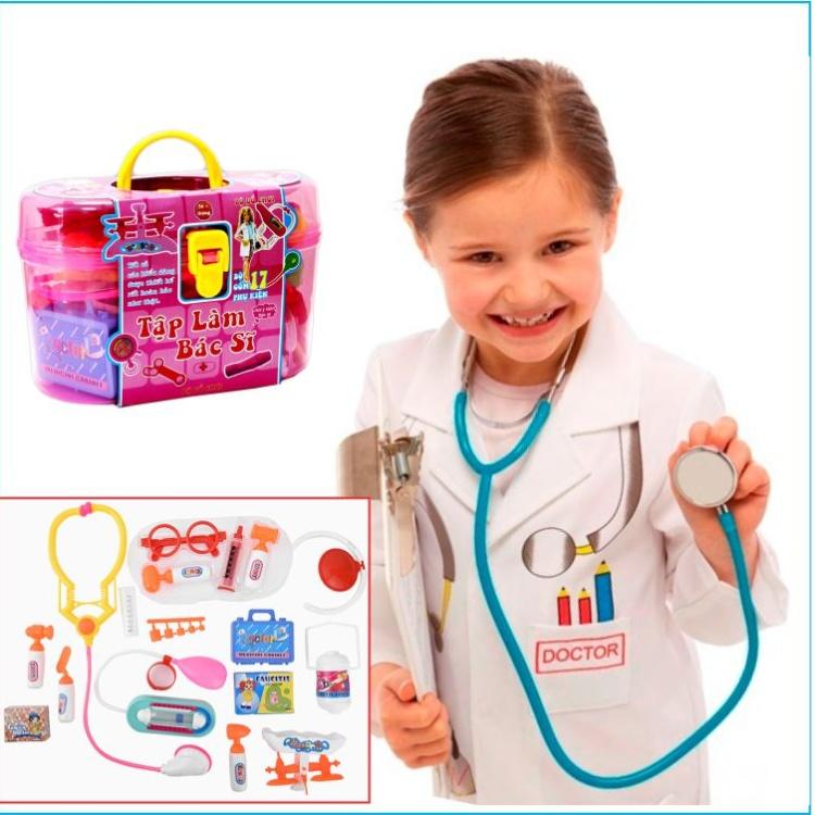 Hộp đồ chơi tập làm bác sĩ 17 món phụ kiện bằng nhựa