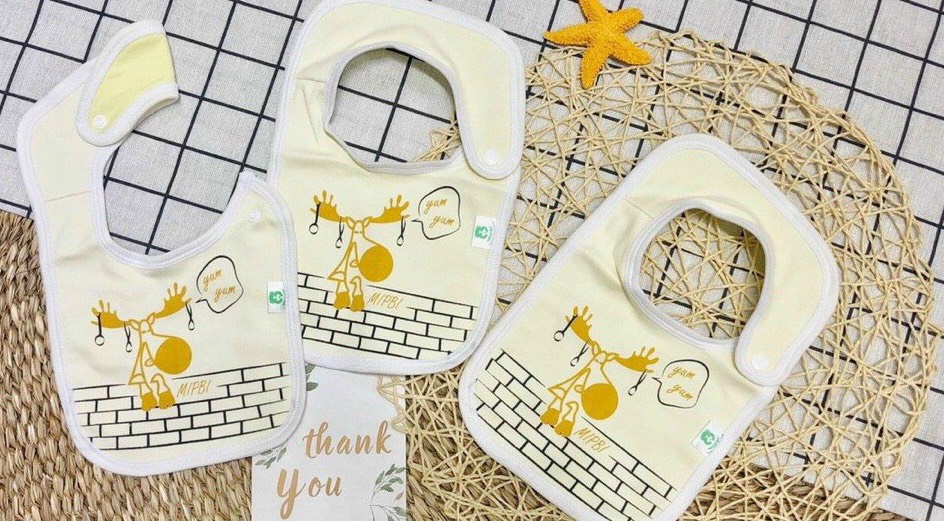 [Chính Hãng] Set 3 yếm vuông sơ sinh cotton cho bé Mipbi
