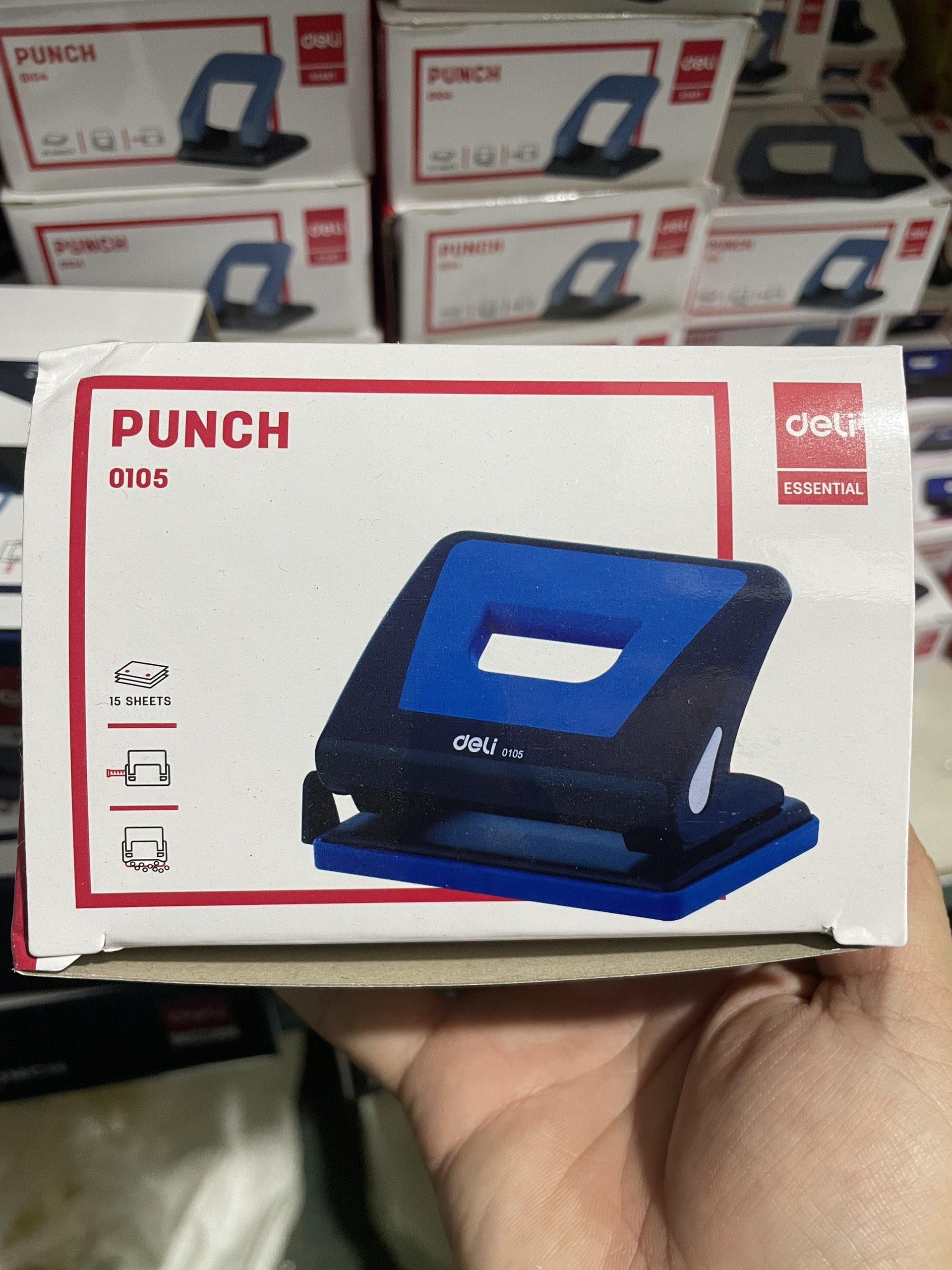 Máy đục lỗ 15 tờ deli- e0105