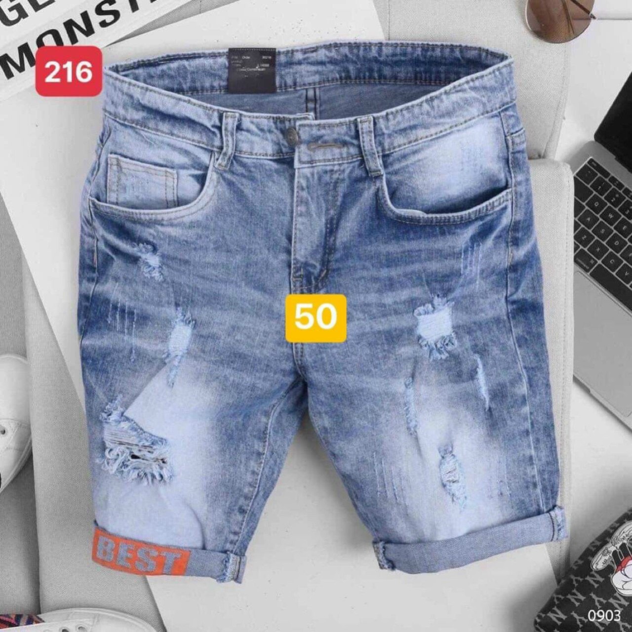 QUẦN SHORT JEAN NAM RÁCH PHONG CÁCH SOÁI CA
