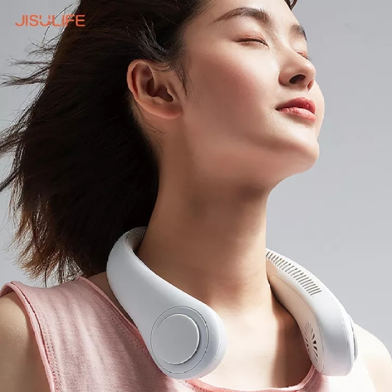 Quạt mini tích điện đeo cổ không cánh chính hãng JisuLife, không lo tóc bị quấn vào quạt, biên độ gió rất rộng 360 độ, sử dụng liên tục được từ 10 tiếng trở lên