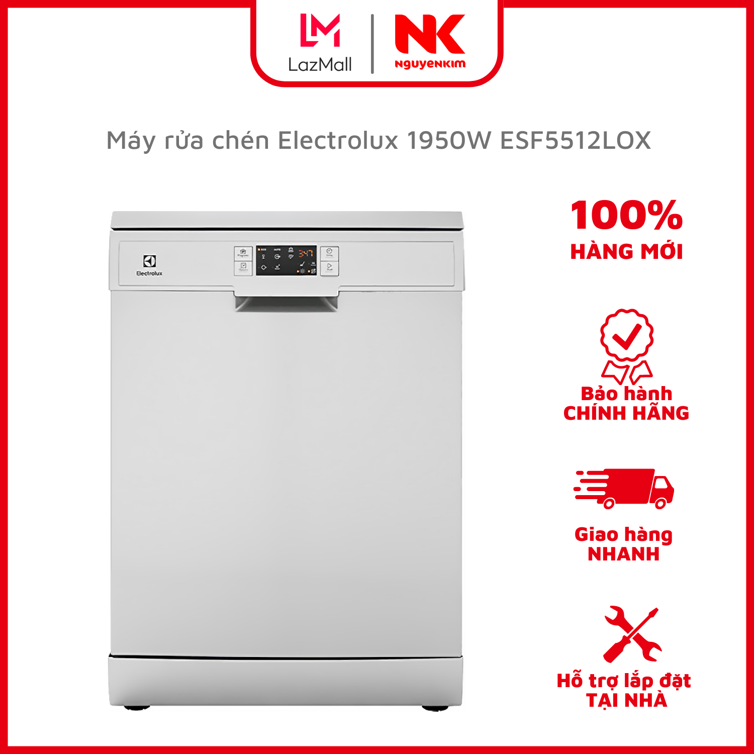 (NK Sản Phẩm Mới) Máy rửa chén Electrolux 1950W ESF5512LOX