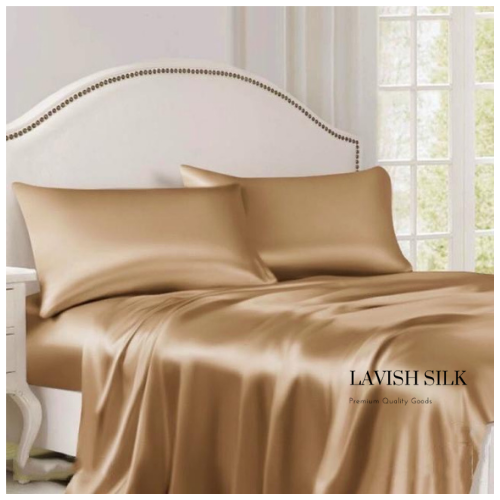 Bộ Ga Gối Phi Lụa Lavish Silk Cao Cấp Mát Lạnh Hàng Loại 1 - Vàng Đồng