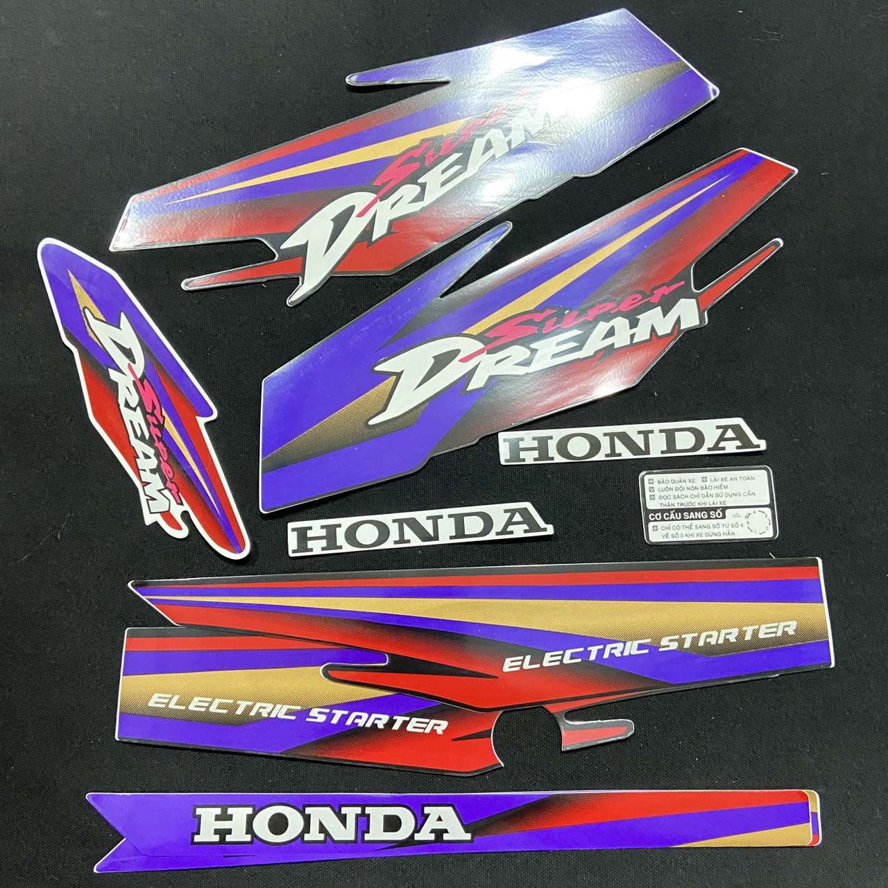 [HCM]( MÀU NÂU TÍM ) Bộ tem rời dán xe Super Dream đời đầu năm 1999-2000