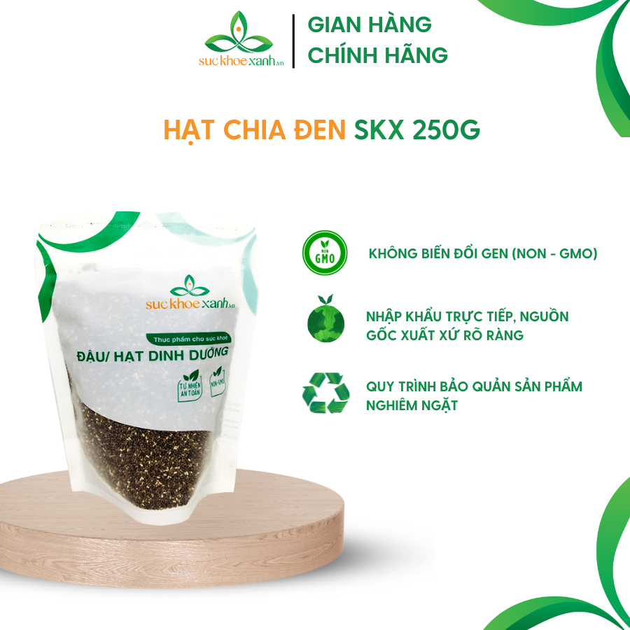 Hạt chia đen Sức Khỏe Xanh - 250g/túi - Nhập khẩu Argentina chính hãng