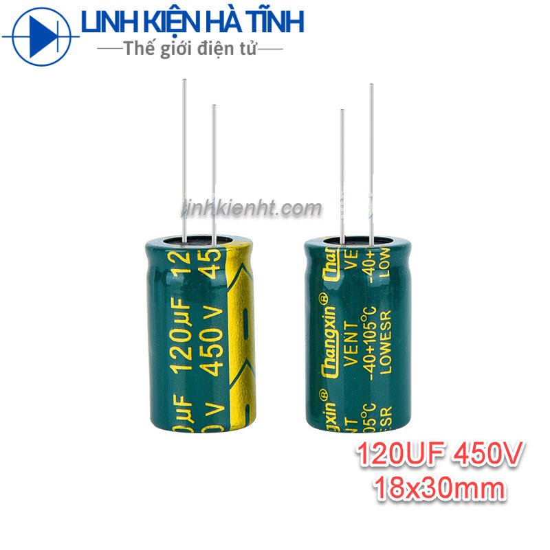 Tụ hóa 120uf 450v 120uf kích thước 18x30mm