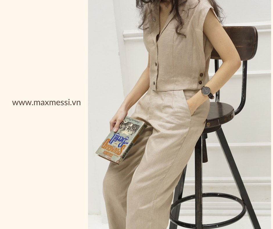 Quần Linen cạp cao 2 ly chìm HAMZA- MaxMessi