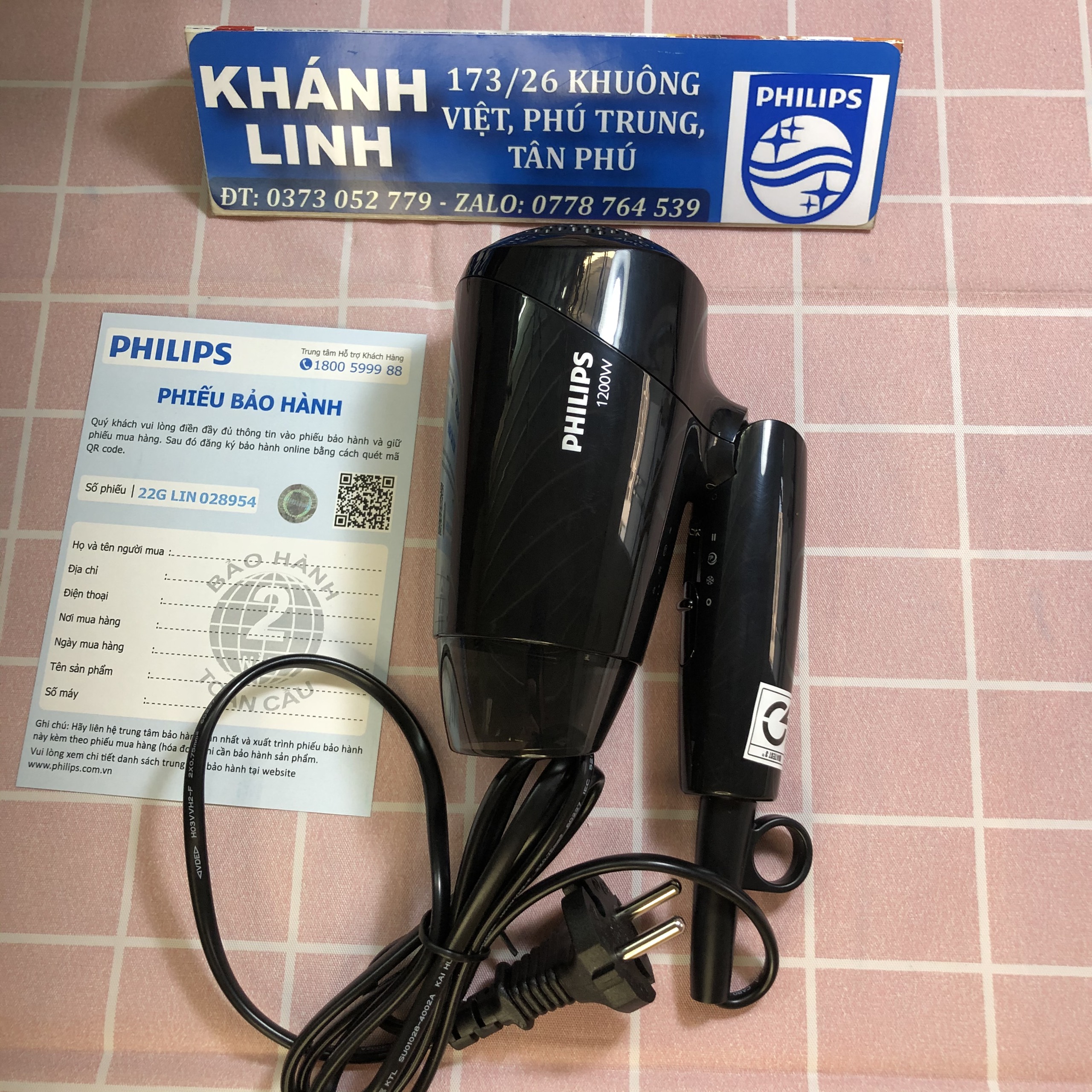 ( Ảnh thật ) Máy sấy tóc Philips BHC010/10 1200W