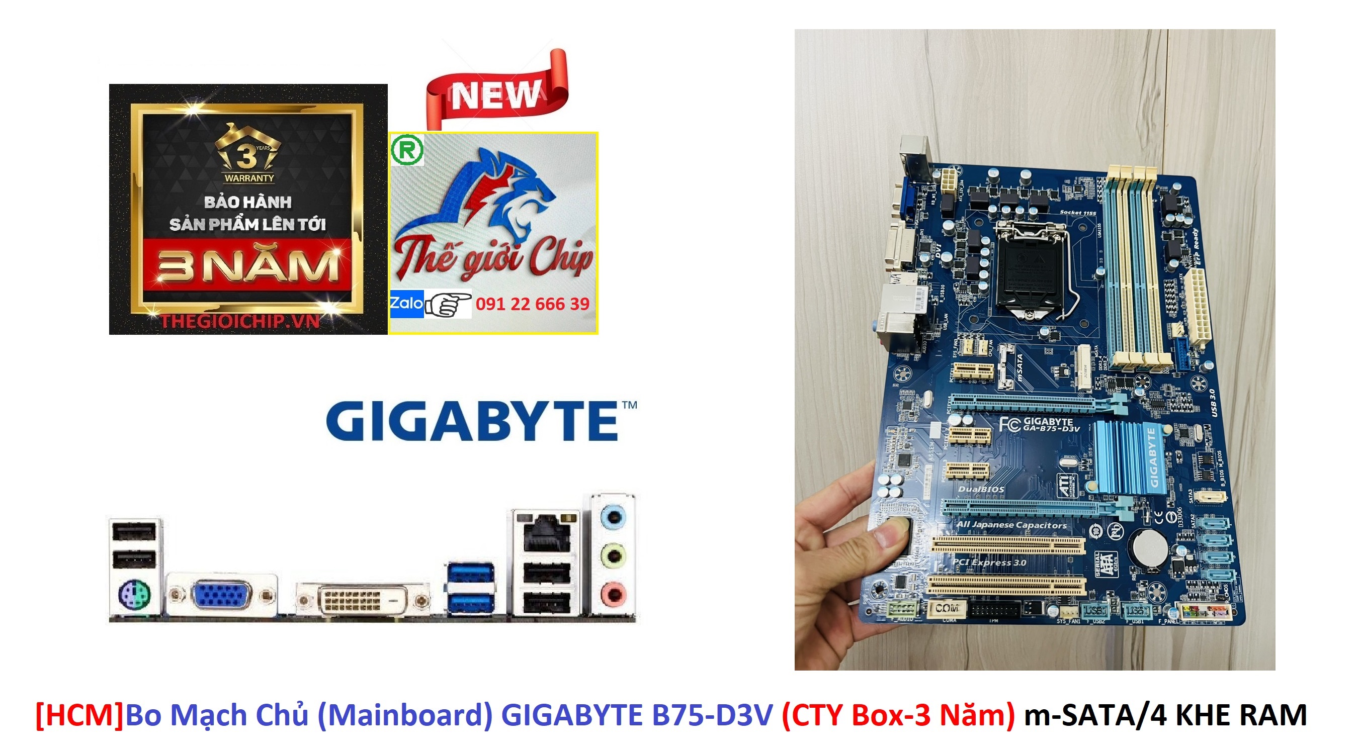 Bo mạch chủ gigabyte b75-d3v m-sata/4 khe ram