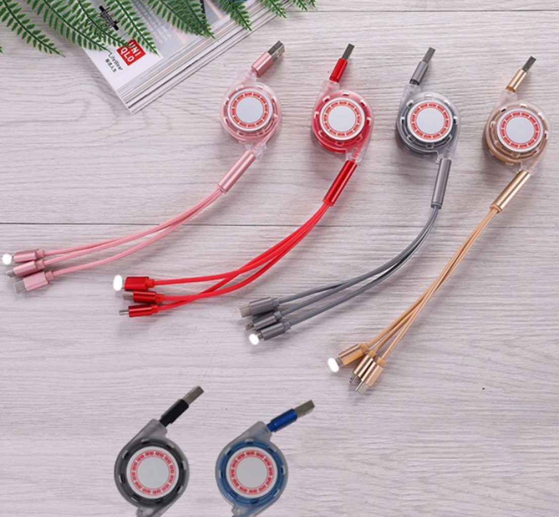 Dây Sạc 3 đầu dây rút