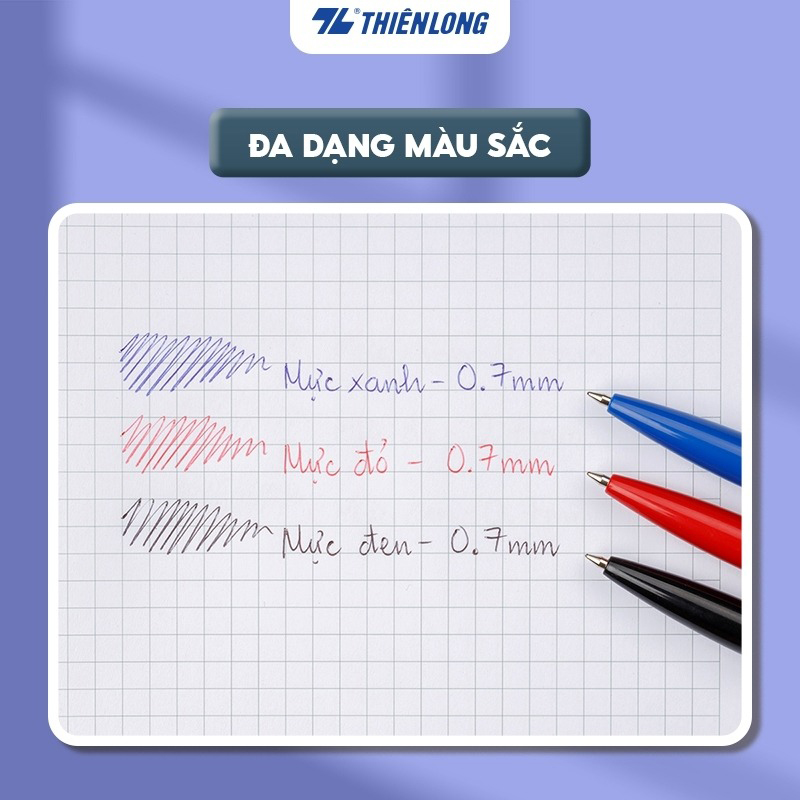 Bút bi 0.7mm Matixs FO-024 (Xanh, Đen, Đỏ) Flexoffice - Thiên Long