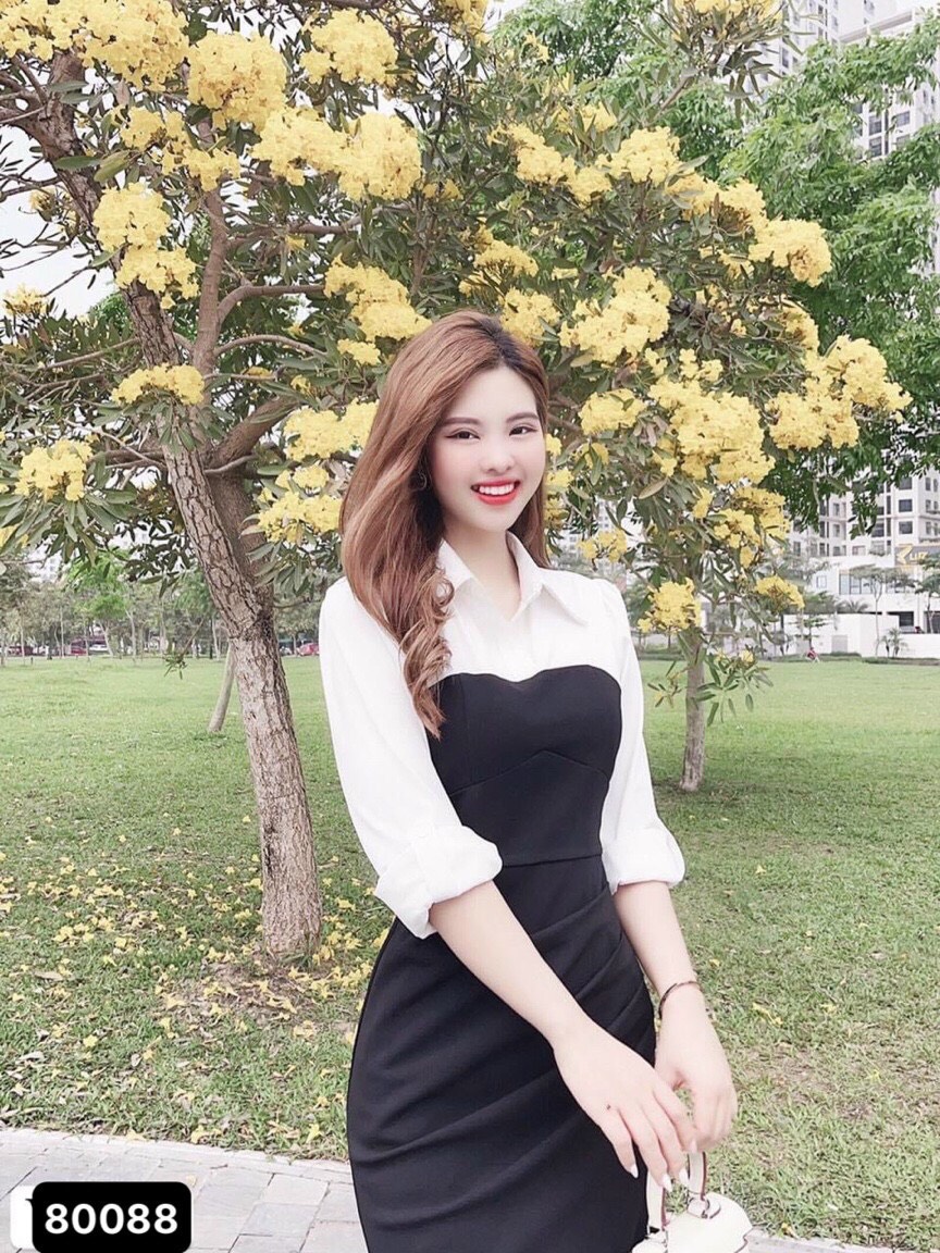 Đầm poly kiểu sơmi dáng công sở siêu xinh thời trang nữ cao cấp thời trang namlee88